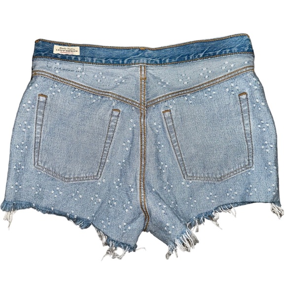 Levis 501 Button Fly High Rise Distressed Frayed Dottie Blues Denim Shorts 29 - Picture 5 of 13